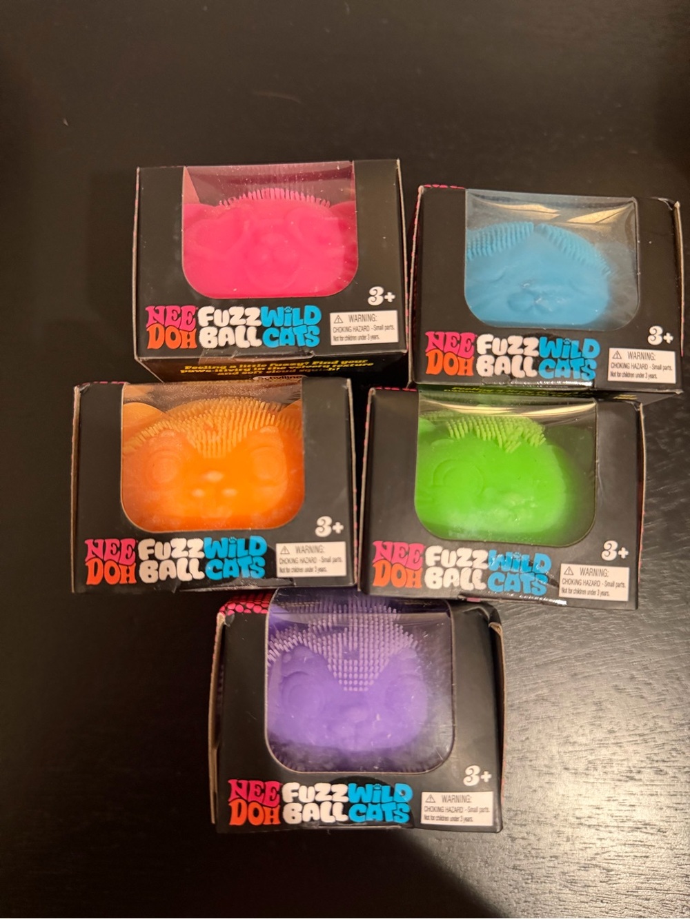 NeeDoh Fuzz Ball wild Cats set authentic - Pink, Blue, Orange, Green, Purple